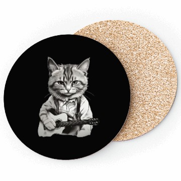 Discover Cat playing guitar - Rock cat Coasters