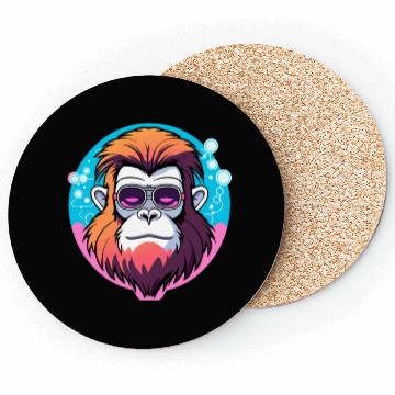 Discover Ape Monkey Illustration Coasters