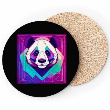 Discover Synthwave Neon Geo Panda Coasters