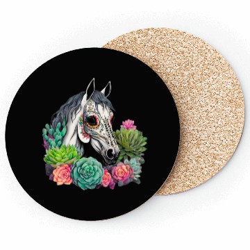 Discover Horse Succulent Sugar Skull Coasters