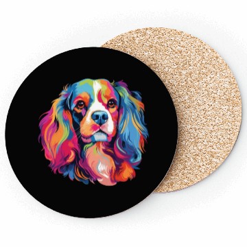 Discover Watercolor Colorful Cavalier King Charles Spaniel Coasters