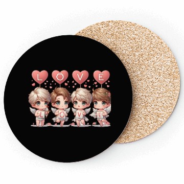 Discover Cute Cupid Cherub Angel Low Poly Valentine's Coasters