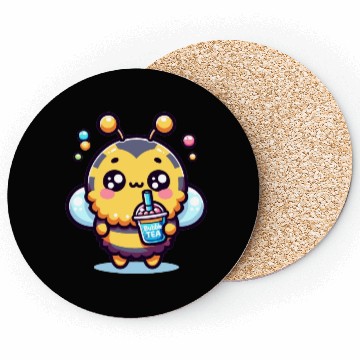 Discover Adorable Kawaii Bee Cute Animal Boba Tea Bubble Coasters