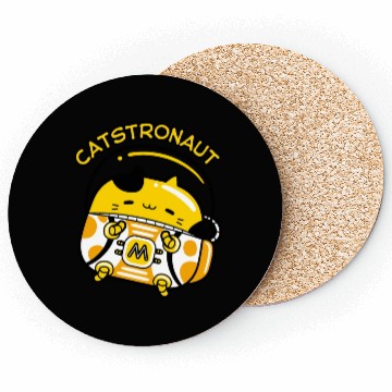 Discover Cat Astronaut Meow Cute Fruit Yellow Butter Kitty Coasters