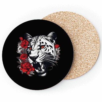 Discover Dynamic Panther Embraces Kindness in Floral Glory Coasters