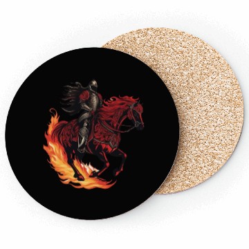 Discover Flaming fantasy horse made out gothic armor Coasters