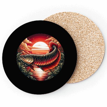 Discover Sunset with Arowana fish Coasters