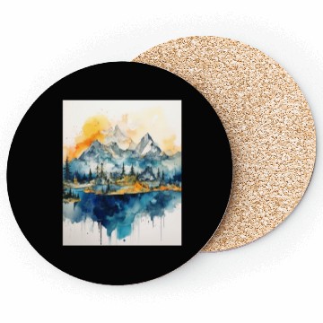 Discover Abstract Watercolor Mountain Coasters
