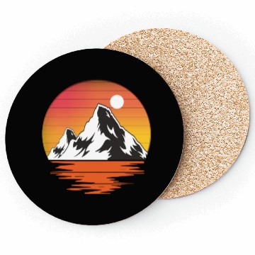 Discover Retro Vintage Sunset Mountains Nature Coasters