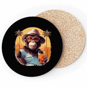 Discover Cool Monkey With Drink Funny Animals Chimpanzee Coasters