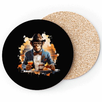 Discover Cool Business Monkey with Drink Chimpanzee Coasters