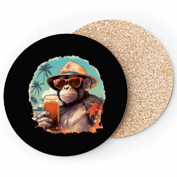 Discover Cool Monkey With Drink Funny Animals Chimpanzee Coasters