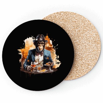 Discover Cool Business Monkey with Drink Chimpanzee Coasters