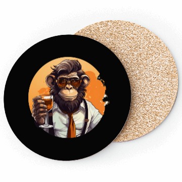 Discover Cool Monkey With Drink Funny Animals Chimpanzee Coasters