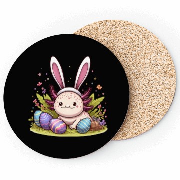 Discover Happy Easter with axolotl and bunny ears Coasters