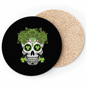 Discover St Patrick's Day Dia De Los Muertos Shamrock Coasters