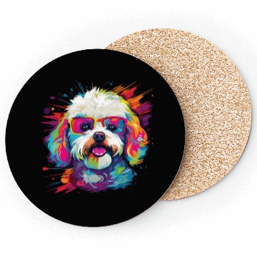 Discover Watercolor Colorful Bichon Frise Coasters