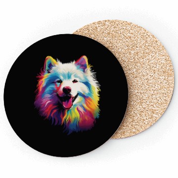 Discover Watercolor Colorful Samoyed Coasters