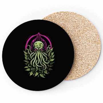 Discover Colorful Cthulhu Coasters with Marijuana Leaves