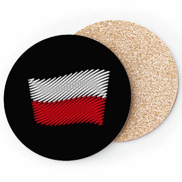 Discover Poland Flag Scribble (White - Red) Coasters