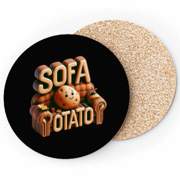 Discover Couch Potato Humor 3D Illustration Coasters