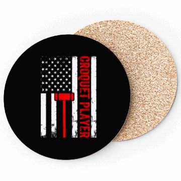 Discover Croquet Player US Flag Croquet Player Coasters