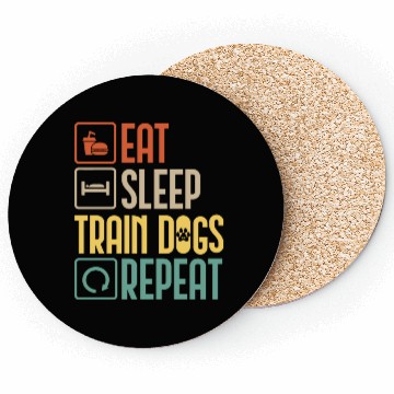 Discover Eat Sleep Train Dogs Repeat Pet Animal Lover Gift Coasters