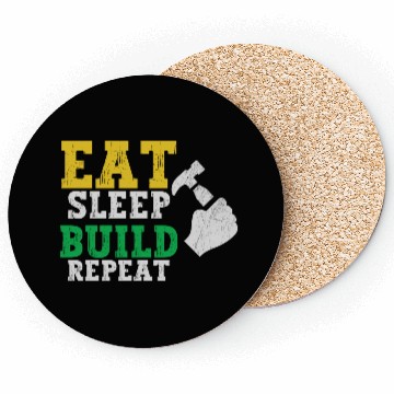 Discover Eat Sleep Build Repeat Builder Fathers Day Gift Coasters