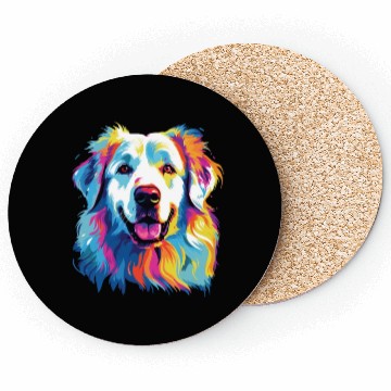 Discover Watercolor Colorful Great Pyrenees Coasters
