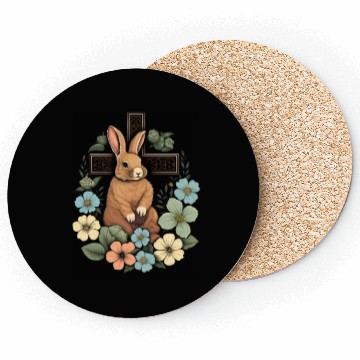 Discover Christian Easter Day Cross Easter Bunny Rabbit Coasters