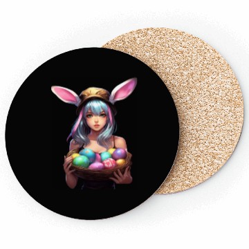 Discover Easter Day Anime Girl Bunny Ear Easter Egg Hunt Coasters