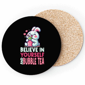 Discover Kawaii Rabbit Bubble Tea Believe In Yourself Coasters