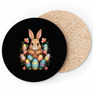 Discover Easter Bunny Rabbit Colorful Eggs Easter Egg Hunt Coasters