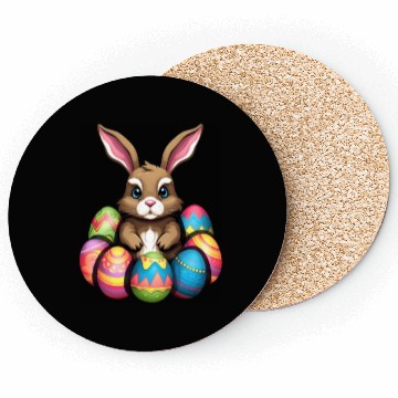 Discover Easter Bunny Rabbit Colorful Eggs Easter Egg Hunt Coasters