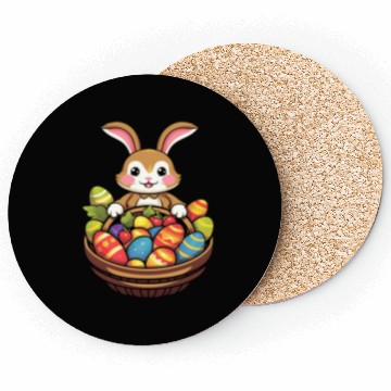 Discover Easter Bunny Rabbit Easter Day Egg Basket Coasters