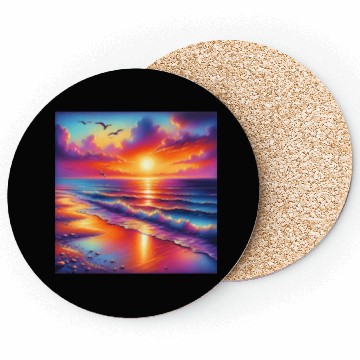 Discover Sunset Serenity: Pastel Beachscape Coasters