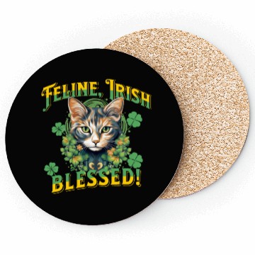 Discover FELINE IRISH BLESSED Feline Kitty Design Coasters
