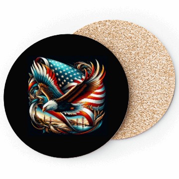 Discover Majestic Eagle & American Flag Coasters Embrace