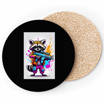 Discover Raccoon with laser gun Coasters