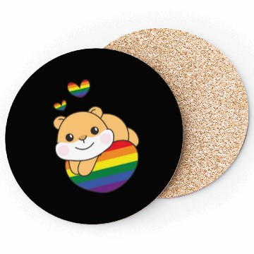 Discover Rainbow Flag Pride Lgbtq Cute Hamster Love Coasters