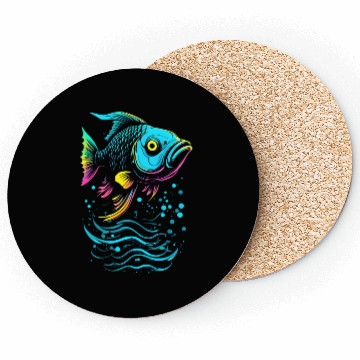 Discover Fish Vector Art Neon Glow Coasters