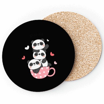 Discover Bear And Panda Couple Classic Coasters