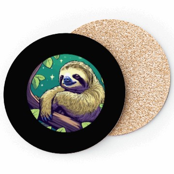 Discover Sleeping Sloth Illustration Coasters