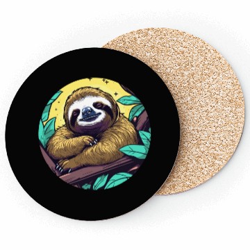 Discover Sleeping Sloth Illustration Coasters