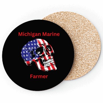 Discover MichiganMarineFarmer with patriotic skull Coasters