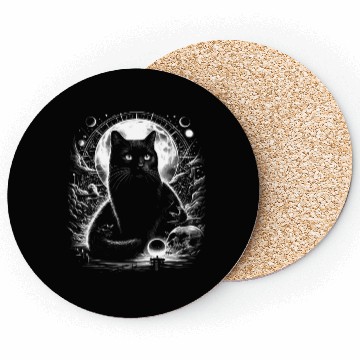 Discover Scary Horror Black Cat Coasters