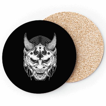 Discover Japanese Devil Skull Mask Art Coasters