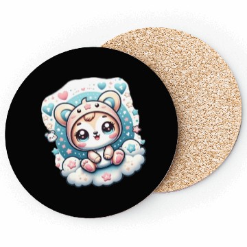 Discover Cloudy Cuddles: Playful Baby Panda Coasters