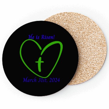 Discover He Is Risen Heart with a Cross; March 31st, 2024 Coasters
