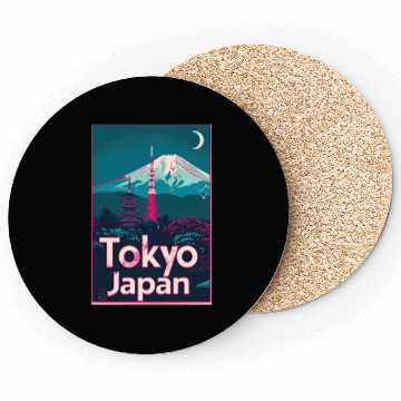 Discover Vintage Style Tokyo Travel Poster Coasters